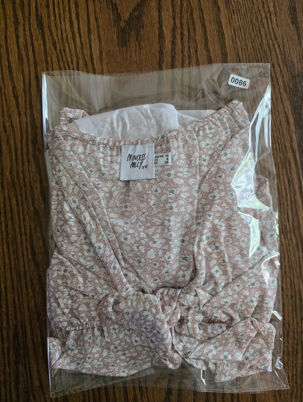 Princess Polly Neima Pink Floral Tie Front Long Sleeve Ruffle Crop Top - Size 6